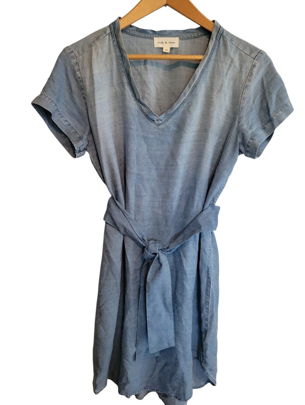 Anthropologie Cloth & Stone chambray midi tank tie waist Coastal Dress Size Med